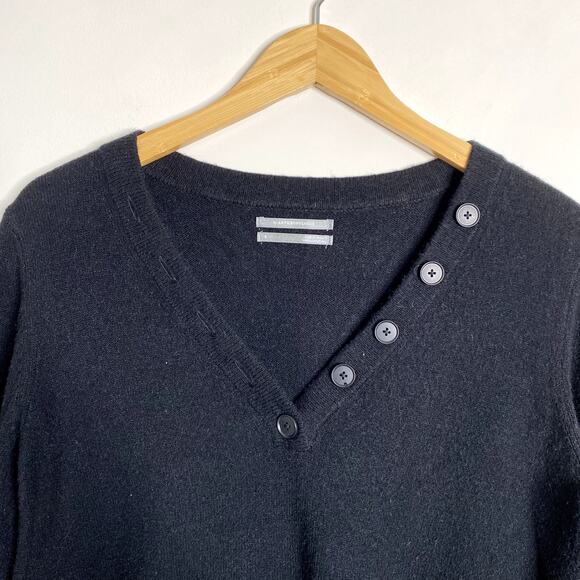 Anthropologie Serena V-Neck Button Front Pullover Sweater Black Size S - Picture 4 of 8
